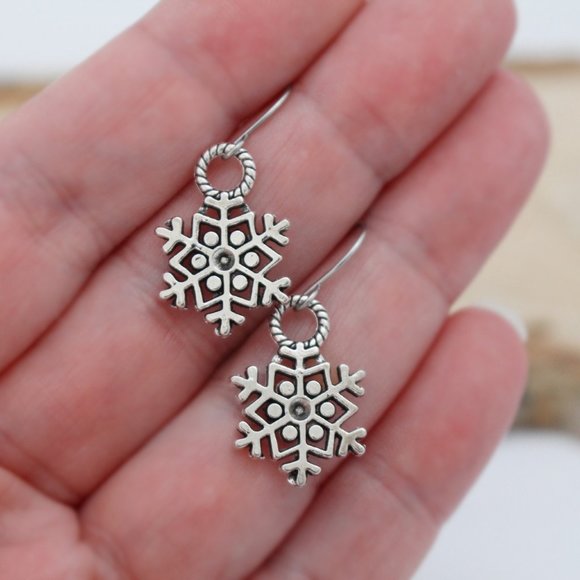 Small Snowflake Charm Earrings - Picture 5 of 8